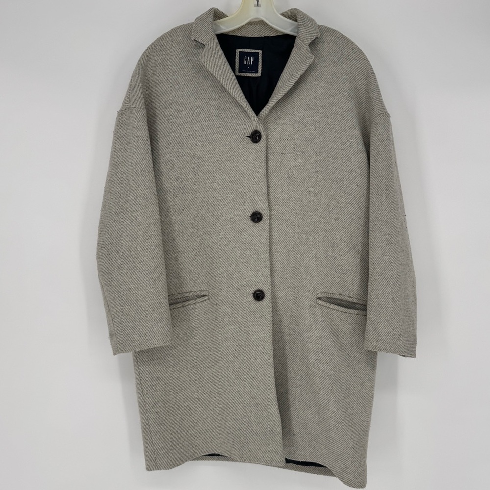 GAP wool blend oversized light gray coat medium